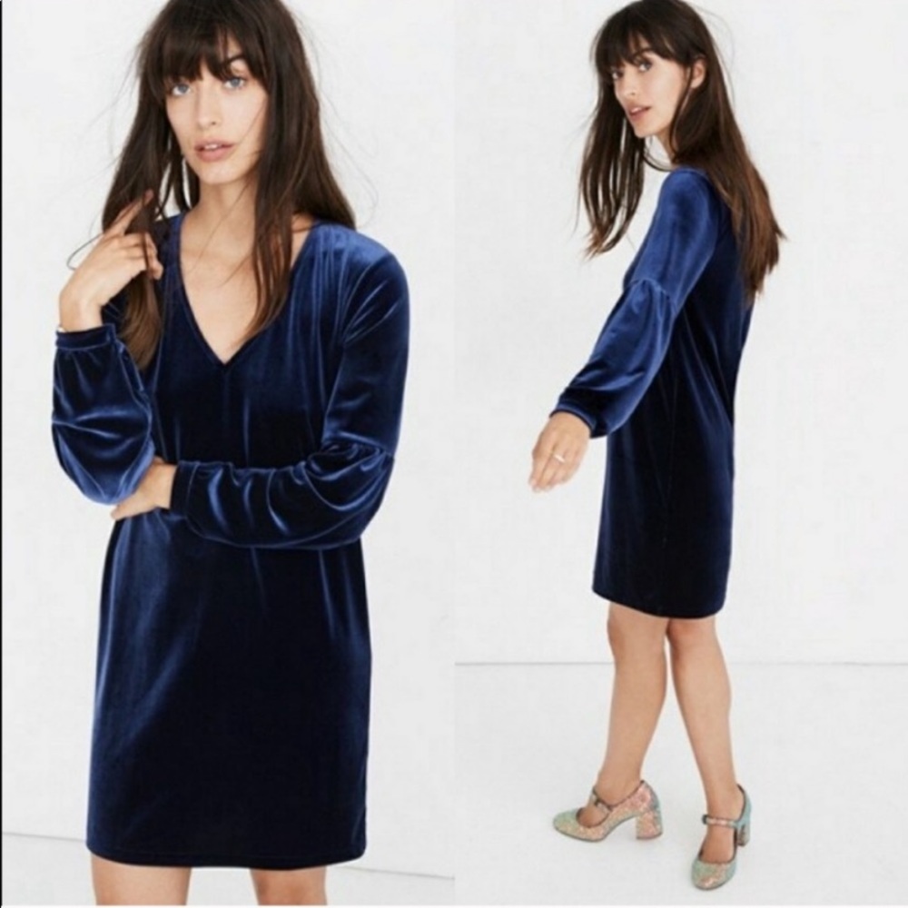 Madewell Velvet Balloon-Sleeve Dress